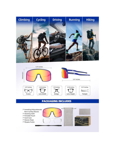 Gafas de sol deportivas InnerKing UV400 para ciclismo y golf
