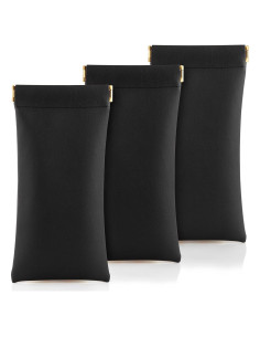 Estuche de Gafas de Cuero PU Negro 3 Pack - Portátil y Ligero