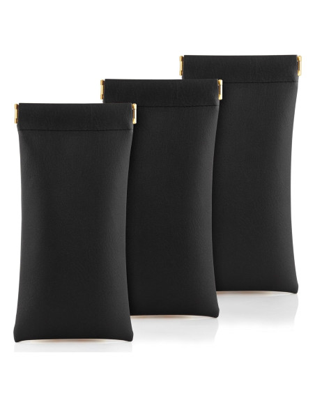 Estuche de Gafas de Cuero PU Negro 3 Pack - Portátil y Ligero