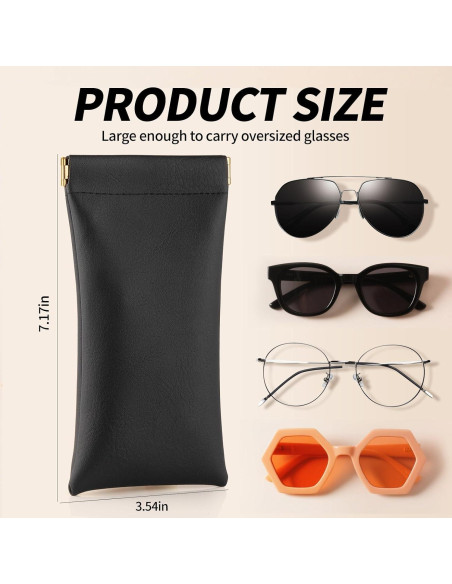 Estuche de Gafas de Cuero PU Negro 3 Pack - Portátil y Ligero
