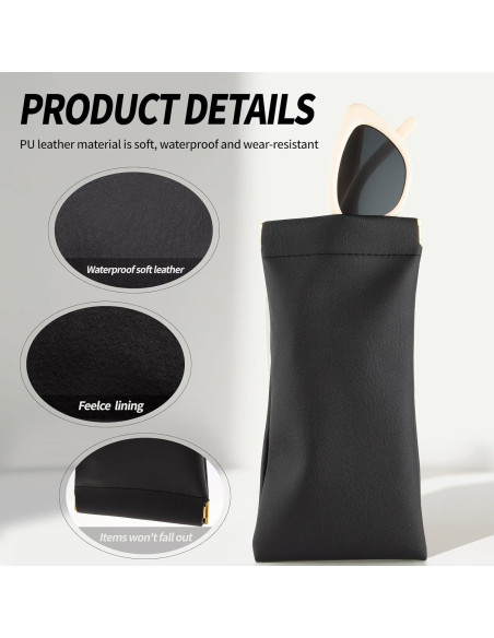 Estuche de Gafas de Cuero PU Negro 3 Pack - Portátil y Ligero