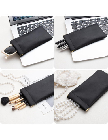 Estuche de Gafas de Cuero PU Negro 3 Pack - Portátil y Ligero