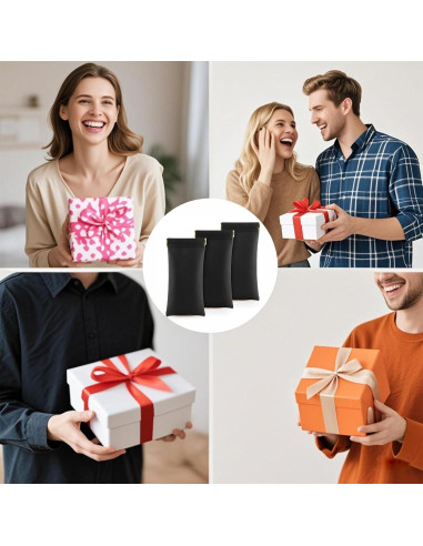 Estuche de Gafas de Cuero PU Negro 3 Pack - Portátil y Ligero