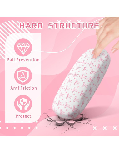 3 Fundas Duras Rosa con Lazo para Gafas + Paño de Limpieza