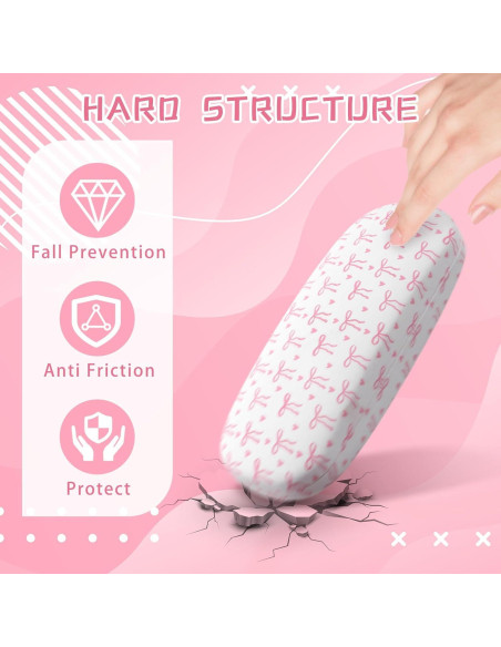 3 Fundas Duras Rosa con Lazo para Gafas + Paño de Limpieza