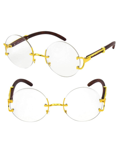 Gafas de sol retro unisex con marco dorado y lente clara UV400