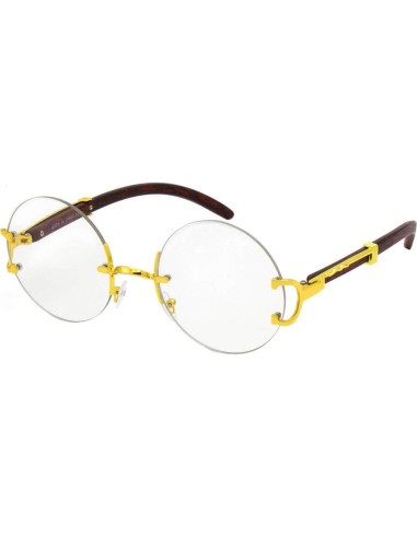 Gafas de sol retro unisex con marco dorado y lente clara UV400