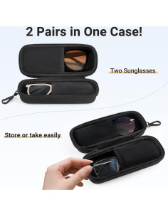 Estuche Doble para Gafas Mkono, Organizador EVA Negro 18x8x6cm 2