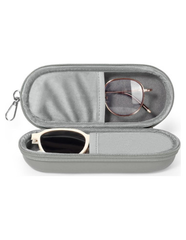 Estuche Doble para Gafas Gris Organizador con Cremallera