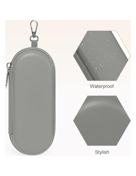 Estuche Doble para Gafas Gris Organizador con Cremallera