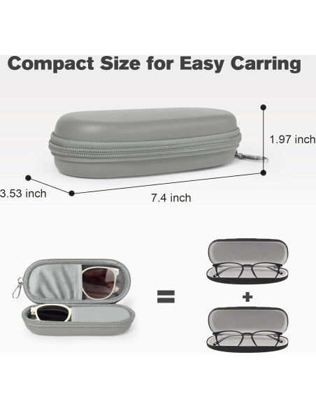 Estuche Doble para Gafas Gris Organizador con Cremallera