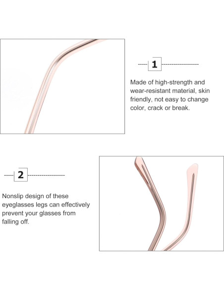 Brazos de Gafas Hemoton Metal Oro Rosa - Reemplazo Universal 2 Pcs