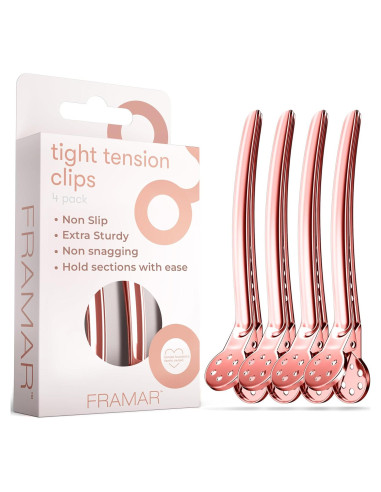Clips de Pelo Metálicos Framar Oro Rosa - Paquete de 4