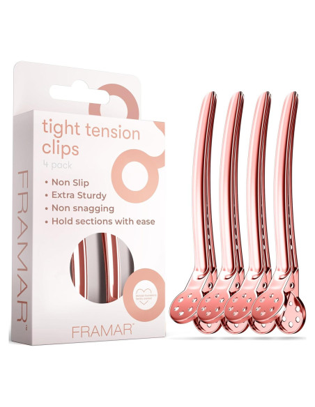 Clips de Pelo Metálicos Framar Oro Rosa - Paquete de 4