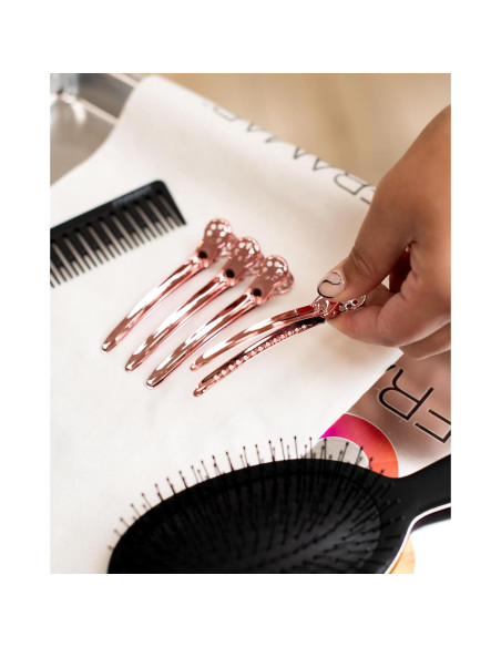 Clips de Pelo Metálicos Framar Oro Rosa - Paquete de 4