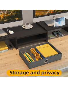 Soporte Doble Monitor WESTREE Ajustable con Cajón y Almacenaje 2