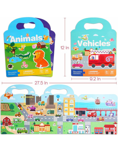 3 Libros de Pegatinas Espumosas iGetooy para Niños 2-4 Años