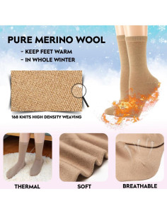 Calcetines de lana merino LIXIA para mujer - 3 pares beige 2