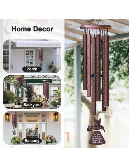 Campanas de Viento Memorial Synhonty Colibrí Bronce 81.3 cm