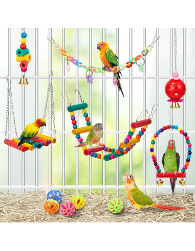 Juguetes para Aves Sonwyoung 12 Pcs Accesorios Jaula