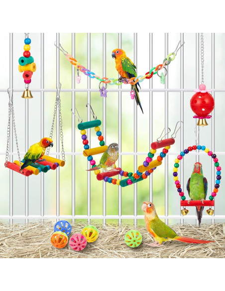 Juguetes para Aves Sonwyoung 12 Pcs Accesorios Jaula