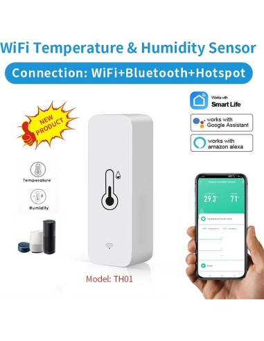 Higrómetro Termómetro WiFi SENCKIT TH-01, Monitoreo Remoto