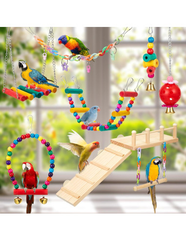 Juguetes para Aves Sonwyoung 12 Pcs Accesorios Jaula