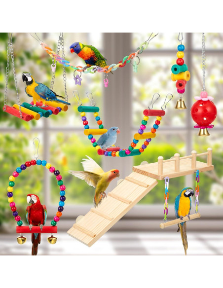 Juguetes para Aves Sonwyoung 12 Pcs Accesorios Jaula