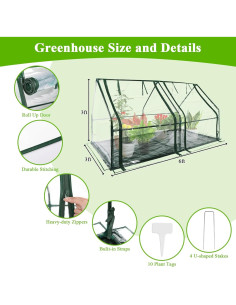 Invernadero Mini Portátil U'Artlines 1.83x0.91 m PVC Impermeable 2