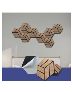 Paneles Acústicos Hexagonales ARTSLAT 4 Unidades Nogal 30x25.9cm