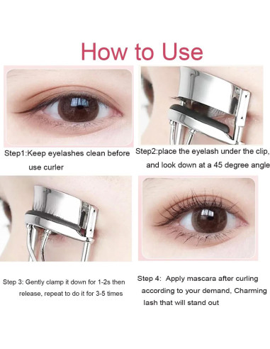 Rizador de Pestañas Vophoeen Negro, Diseño Ergonómico, 2 Almohadillas