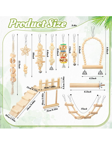 Kit de Juguetes para Aves Sonwyoung - 10 Piezas de Madera