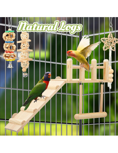 Kit de Juguetes para Aves Sonwyoung - 10 Piezas de Madera