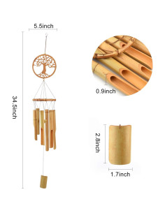 Campanas de Viento de Bambú XINRUI 87.6 cm Decoración Jardín 2