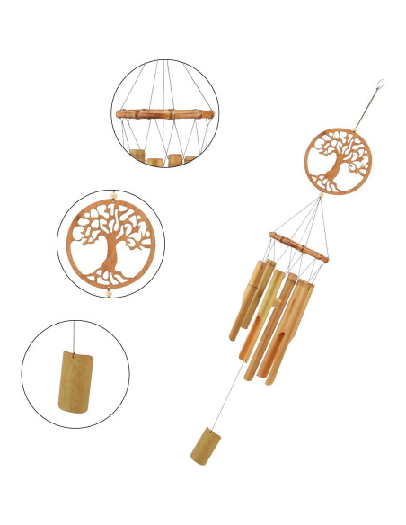 Campanas de Viento de Bambú XINRUI 87.6 cm Decoración Jardín