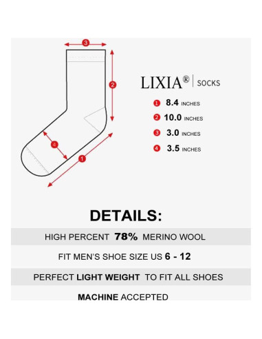 Calcetines Finos de Lana Merino LIXIA para Hombre - Paquete de 3