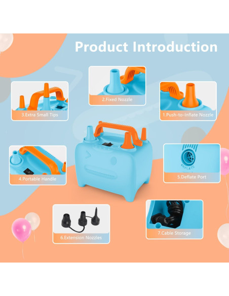 Bomba de globo eléctrica OWill CQB-B 600W portátil doble boquilla