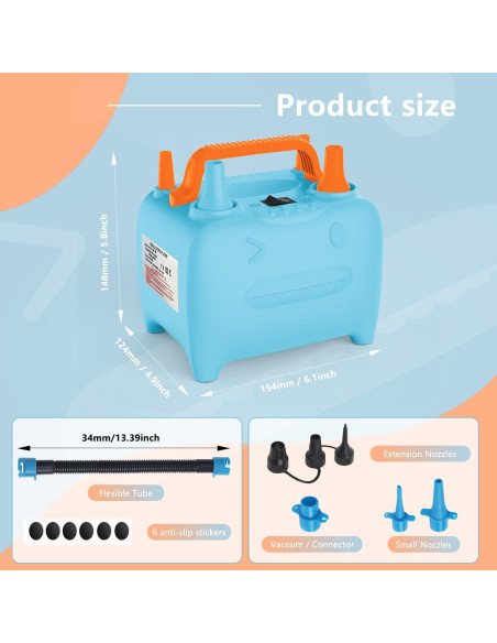 Bomba de globo eléctrica OWill CQB-B 600W portátil doble boquilla