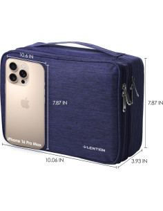 Bolsa Organizadora de Cables LENTION Azul Doble Capa Impermeable 2