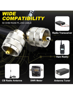 Cable Coaxial Jumper RG58 50 Ohm PL259 39.6 cm YovKiss 2