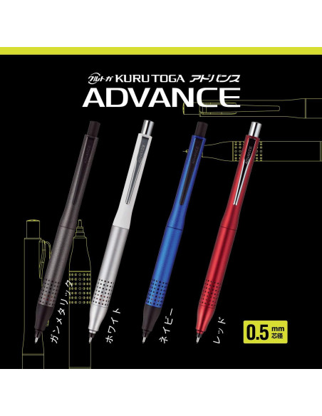 Lápiz Mecánico Uni Kurutoga Advance 0.5mm Metal Negro