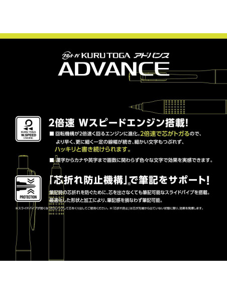 Lápiz Mecánico Uni Kurutoga Advance 0.5mm Metal Negro