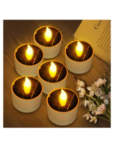Luces de Vela Solares VOOKRY 6 Pcs LED Impermeables 5.8cm