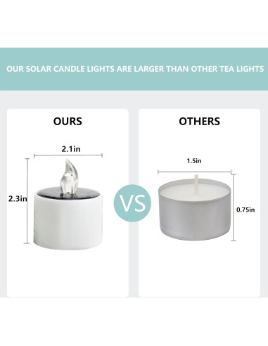 Luces de Vela Solares VOOKRY 6 Pcs LED Impermeables 5.8cm