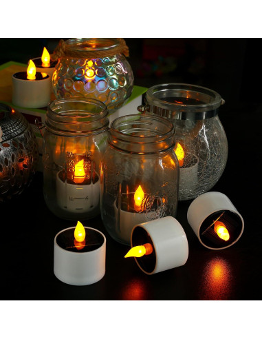 Luces de Vela Solares VOOKRY 6 Pcs LED Impermeables 5.8cm