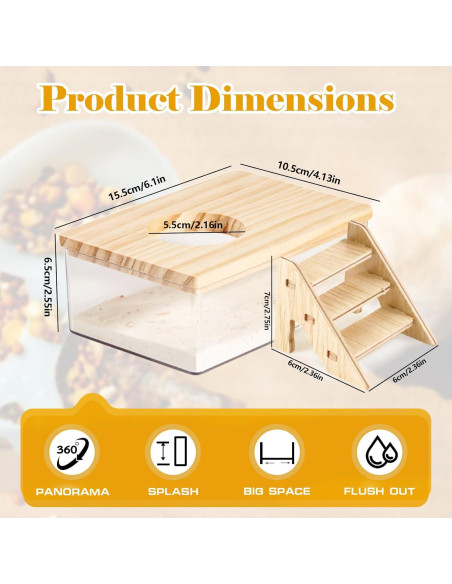 Contenedor de Baño de Arena para Hámster Guleite Rectángulo Pequeño