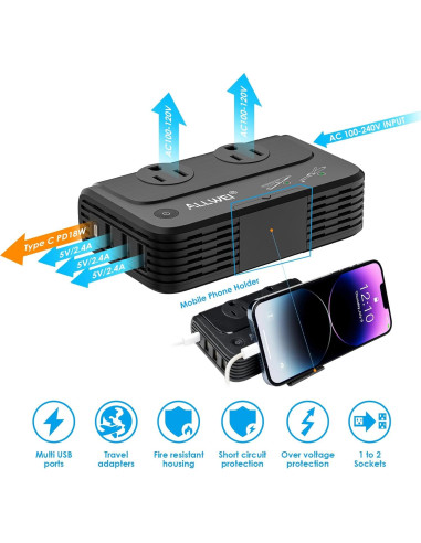 Convertidor de Voltaje ALLWEI 220V a 110V para Viajes
