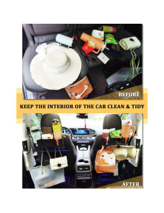 Organizador de Asiento de Auto JETOO con Soporte para 2 Tazas 2