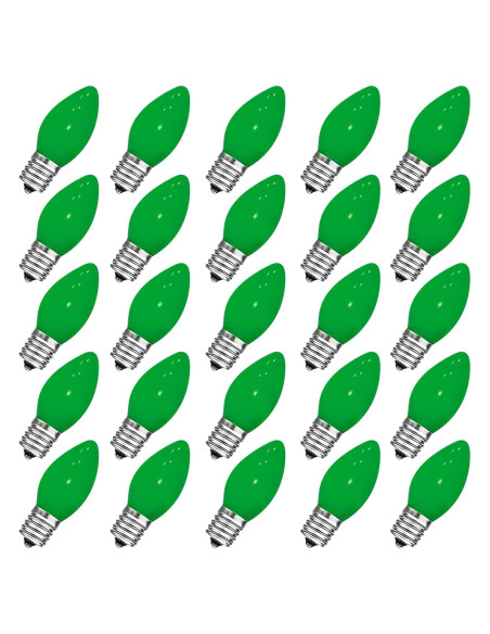 Pack de 25 Bombillas C7 Verdes E12 5W para Decoración