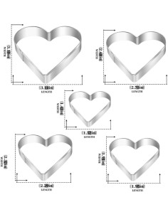Juego de Cortadores de Galletas Corazón Gtmkina 5 Piezas Acero Inoxidable 2